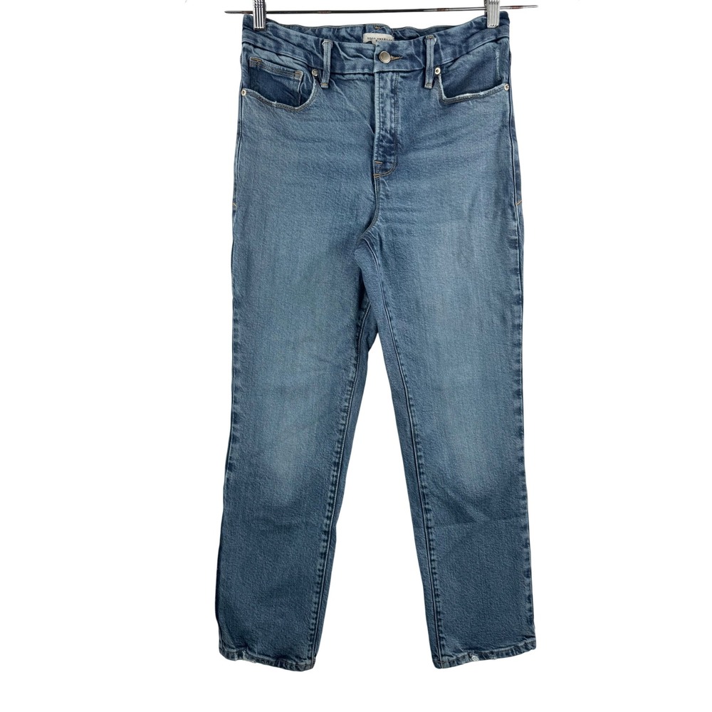 Good American Good Legs Straight Jeans Medium Wash‎ 90s cropped  Size 8 29